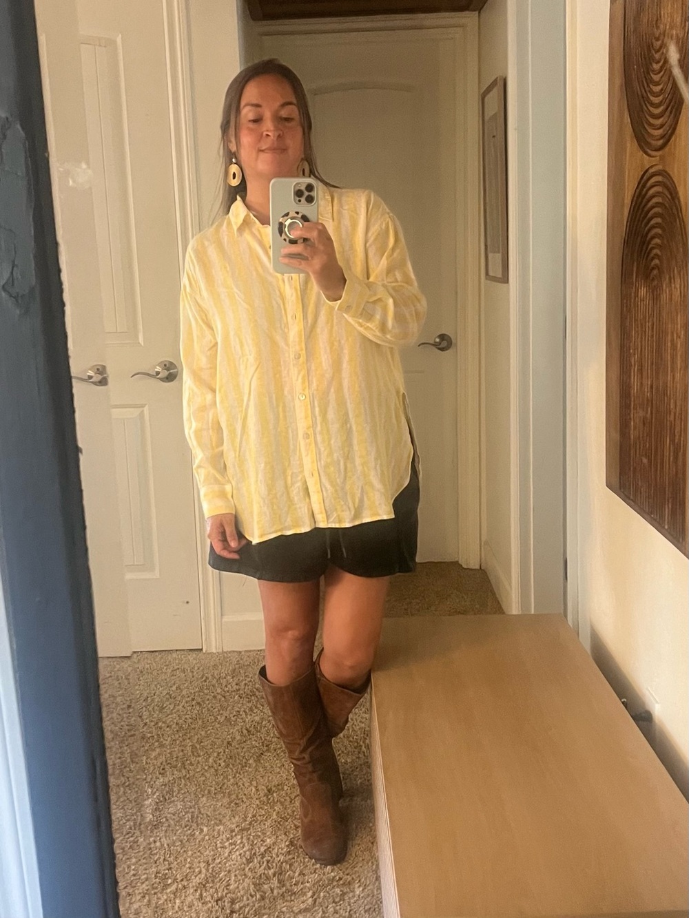 Lightweight Linen Yellow & White Striped Button-Up Shirt Maurice’s Small